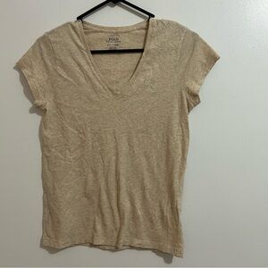 Polo Ralph Lauren Women's Short Sleeve Jersey V-Neck T-Shirt Khaki Size Small